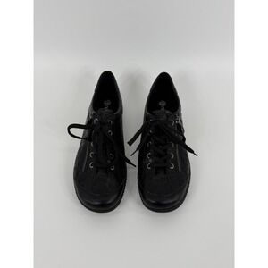 Remonte Soft Black Textured Leather Lace Up Side Zip Sneakers Womens 41